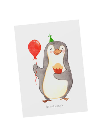 Mr. & Mrs. Panda Postkarte Pinguin Geburtstag ohne Spruch in Weiß