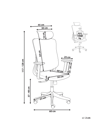 Beliani Bürostuhl PARTNER in Grün/Schwarz - (W) 50 x (H) 117 x (L) 66 cm