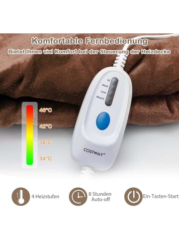 COSTWAY Heizdecke 130 x 180 cm in Braun