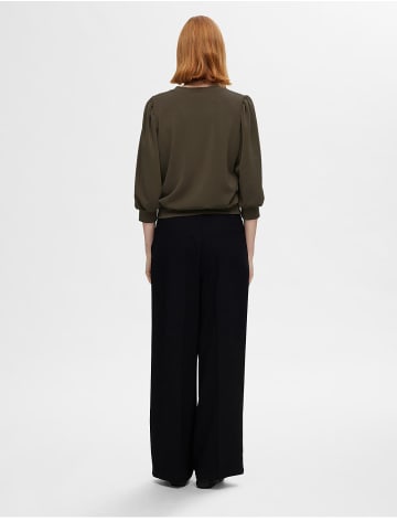 SELECTED FEMME Bluse locker geschnitten Rundhalsausschnitt in Braun