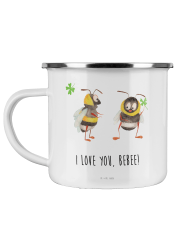 Mr. & Mrs. Panda Kaffeetasse Bienen Paar mit Spruch in Weiß