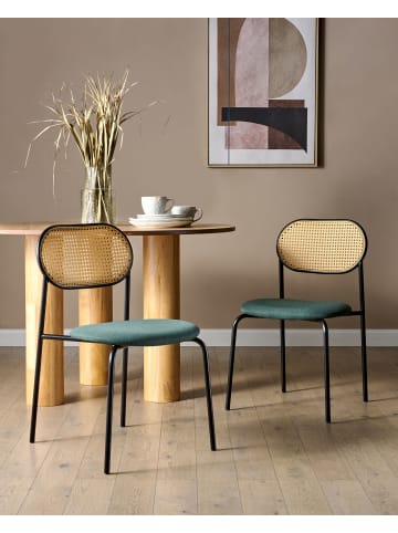 Beliani 2er-Set Esszimmerstuhl ADAVER in Schwarz/Grün/Braun