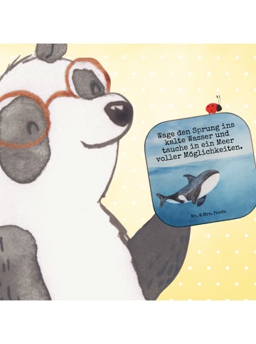 Mr. & Mrs. Panda Holzuntersetzer Orca Design mit Spruch in Weiß