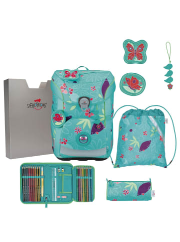 DerDieDas ErgoFlex Easy - Schulranzen Set 5tlg. 950 g (Purple Unicorn) in Butterfly Garden