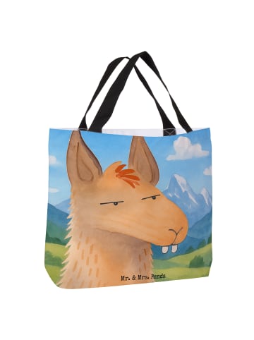 Mr. & Mrs. Panda Tasche Lamakopf Genervt Design ohne Spruch in Weiß