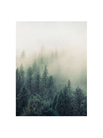 WALLART Leinwandbild - Wald im Nebel Erwachen in Grün