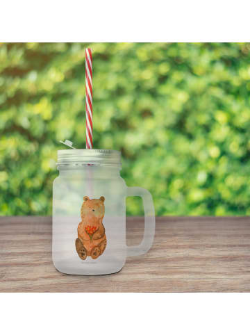 Mr. & Mrs. Panda Trinkglas Mason Jar Bär Dankbar ohne Spruch in Transparent
