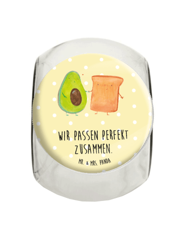 Mr. & Mrs. Panda Bonbonglas Avocado Toast mit Spruch in Gelb Pastell