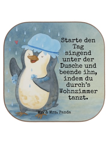 Mr. & Mrs. Panda Untersetzer Pinguin Duschen Design mit Spruch in Weiß