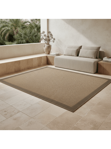 KADIMA DESIGN Flachgewebeteppich Jute-Optik Natur Bordüre Waschbar
