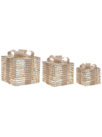 Beliani 3er-Set LED Deko MOSSO in Beige