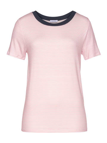 LASCANA Rundhalsshirt in pink-weiß