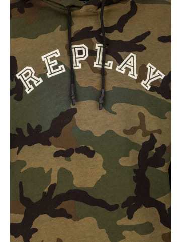 Replay Hoodie All-Over Camouflage in grün