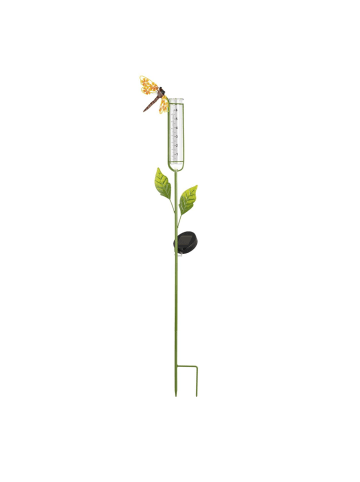 MARELIDA LED Solar Gartenstecker Regenmesser Libelle in gelb - H: 98cm