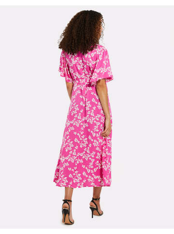 Threadbare Sommerkleid THB Fruit Pastill Midi Button Dress in pink / weiß