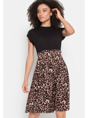 LASCANA Jerseykleid in schwarz-leo-bedruckt