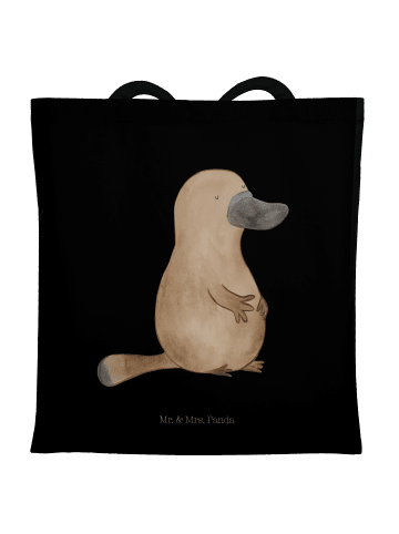 Mr. & Mrs. Panda Tote Bag Schnabeltier Mut ohne Spruch in Schwarz