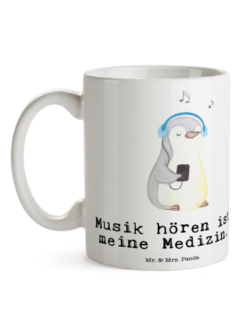 Mr. & Mrs. Panda Tasse Pinguin Musik hören mit Spruch in Weiß