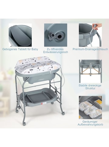 COSTWAY 4 in 1 Wickeltisch in Grau