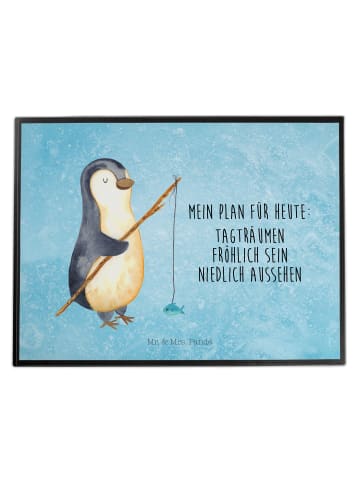 Mr. & Mrs. Panda Schreibunterlage Pinguin Angler mit Spruch in Eisblau