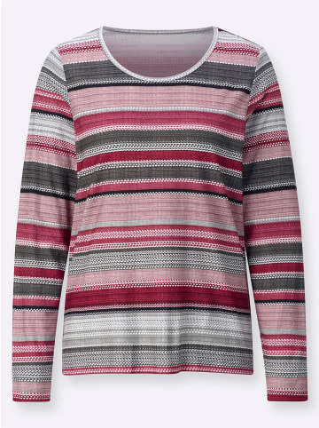 WITT WEIDEN Druck-Shirt in bordeaux-graphit-geringelt