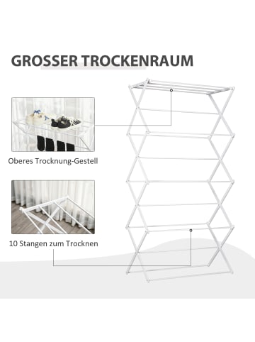 HOMCOM Wäscheständer-74L x 35B x 144H cm-Weiß