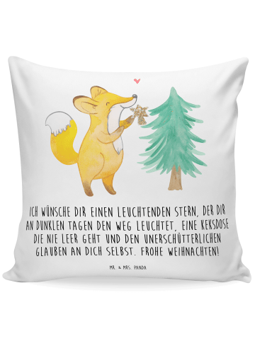 Mr. & Mrs. Panda 40 x 40 Kissen Fuchs  Weihnachtsbaum mit Spruch in Weiß