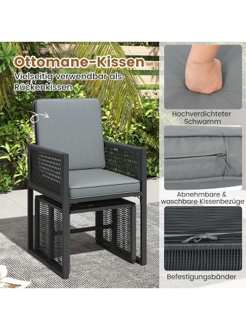 COSTWAY 5 tlg. Gartenmöbel Set PE-Rattan in Grau
