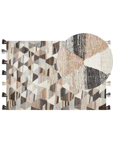 Beliani Kelim ARGAVAND in Bunt/Beige/Braun - (W) 160 x (L) 230 cm