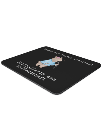Mr. & Mrs. Panda Mousepad Arzthelferin Leidenschaft mit Spruch in Schwarz