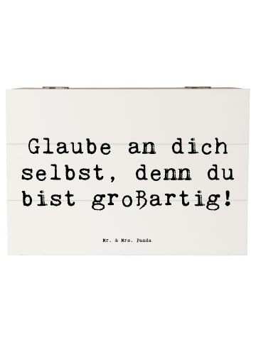 Mr. & Mrs. Panda Box aus Holz Spruch Selbstvertrauen stärken mit... in Weiß