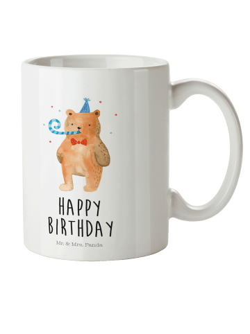 Mr. & Mrs. Panda Kaffeebecher Bär Geburtstag mit Spruch in Weiß