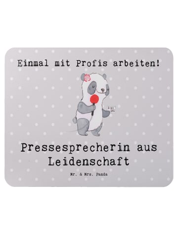 Mr. & Mrs. Panda Mauspad Pressesprecherin Leidenschaft mit Spruch in Grau Pastell