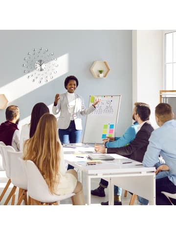 relaxdays Wanduhr in Silber - Ø 50 cm