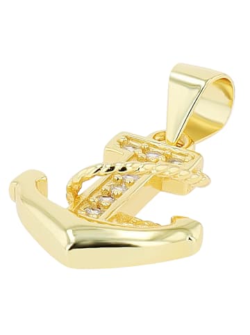 Adeliás Damen Anhänger aus 925 Silber mit Zirkonia in gold