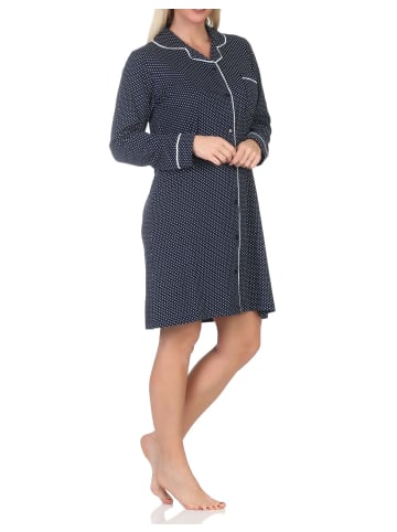 NORMANN Langarm Nachthemd durchknöpfbar Punkte Optik - 87511 in Allover
