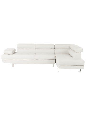 Beliani Ecksofa NORREA in Weiß/Silber - (W) 262 x (H) 85 x (L) 169 cm