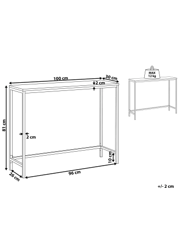 Beliani Konsolentisch TULIA in Braun/Schwarz - (W) 100 x (H) 81 x (L) 30 cm