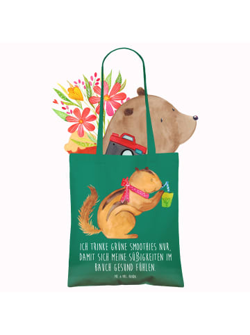 Mr. & Mrs. Panda Tote Bag Eichhörnchen Smoothie mit Spruch in Mint