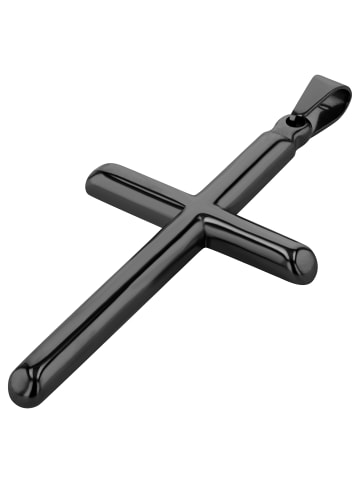 Adeliás Unisex Anhänger – Kreuz Kreuzanhänger aus Edelstahl in schwarz