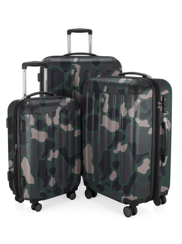 Hauptstadtkoffer Spree - 3er Reisekoffer-Set, TSA, 4 Rollen in Camouflage