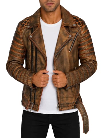 Reichstadt Herren Slim Fit Echtleder Jacke  in Gold