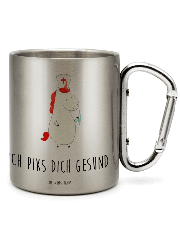 Mr. & Mrs. Panda Edelstahltasse Einhorn Krankenschwester mit Spruch in Silber