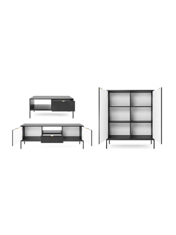Feldmann-Wohnen Wohnzimmer-Set Nova Schwarz / Schwarz 3-teilig