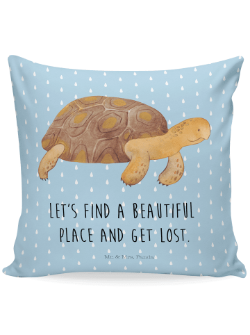 Mr. & Mrs. Panda Kissen Schildkröte MHerzieren mit Spruch in Blau Pastell