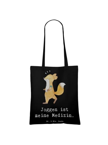 Mr. & Mrs. Panda Einkaufstüte Fuchs Joggen mit Spruch in Schwarz