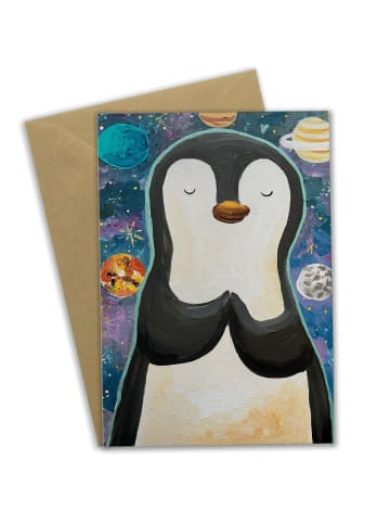 Mr. & Mrs. Panda Beileidskarte Pinguin Universum Design ohne Spruch in Weiß