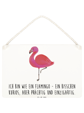 Mr. & Mrs. Panda Schild Flamingo Classic mit Spruch in Weiß