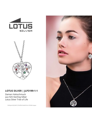 LOTUS silver Anhänger Silber 925 Sterling Silber Herz, Lotusbaum Halsketten