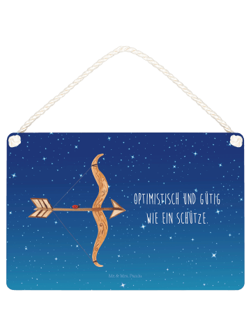 Mr. & Mrs. Panda Schild Sternzeichen Schütze mit Spruch in Sternenhimmel Blau